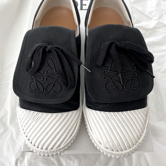 LOEWE Anagram Flap Sneakers in Black Canvas Size EU 40 / US 10 - Picture 2 of 5